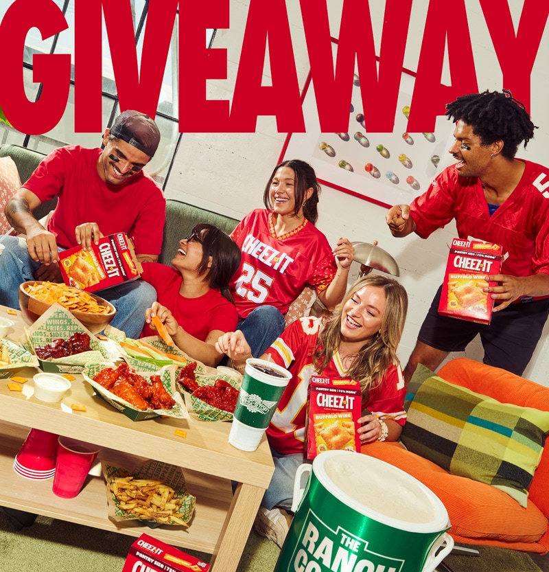 GIVEAWAY - a group of people having a football themed party.